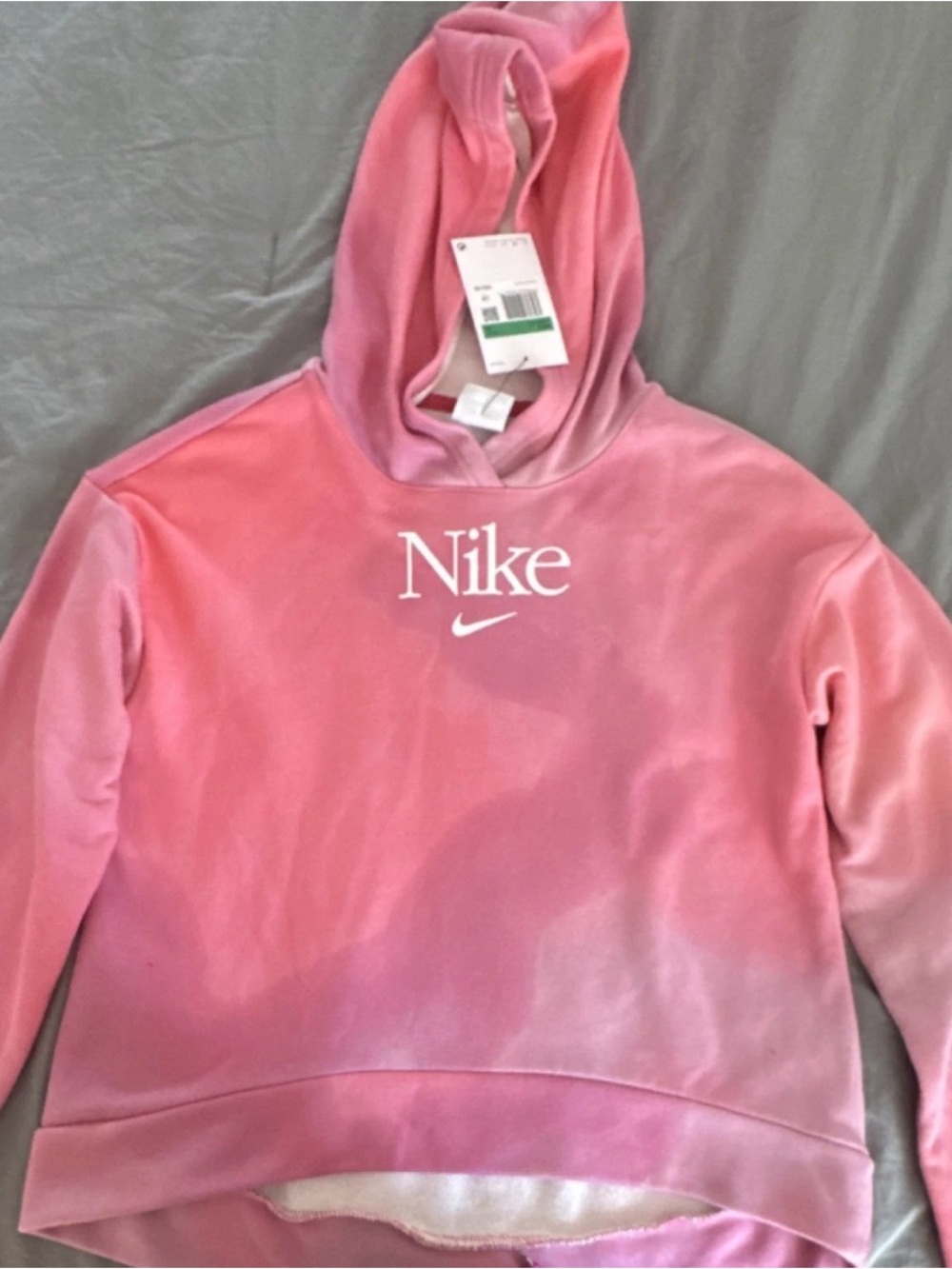 Nike Pink camouflage Kids Hoodie with White Logo - Picture 5 of 6